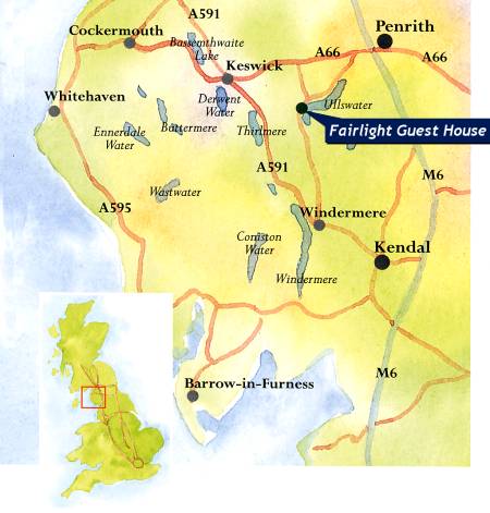 Map of Fairlight Bed and Breakfast in Glenridding